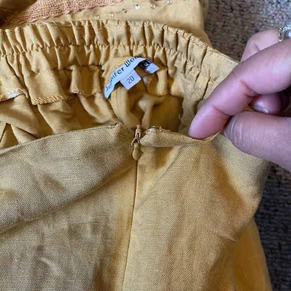 VTG Womens Mid Rise Trouser Pants Size 20 Dark Yellow Semi Casual Career Office - Picture 5 of 8